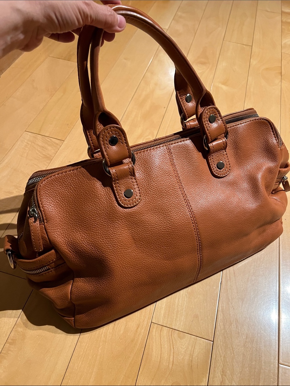 Episode Italian Brown Leather Satchel Handbag
